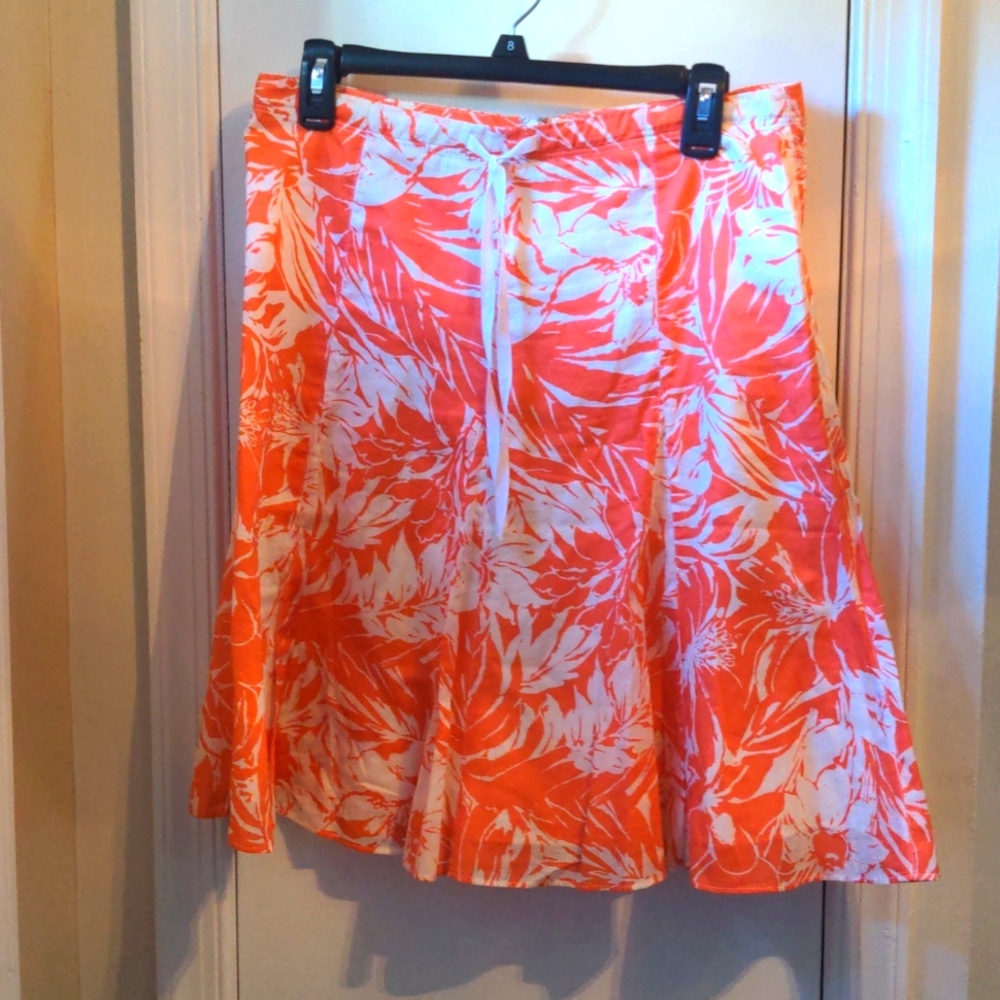 Orange and White Hawaiian skirt